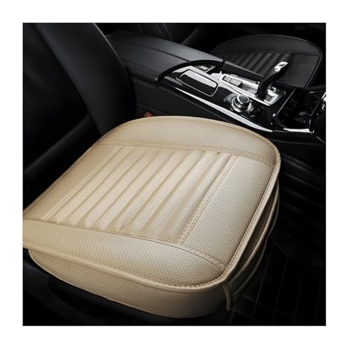 DXNQ Car Seat Cover, Bamboo Charcoal Leather Edge Wrapping Car Front Bottom Seat Covers, Anti-Slip Full Wrap Seat Cushion Covers for Car SUV Truck and Van, Car Accessories(Biege) - color: Beige, size: Bamboo Charcoal Leather