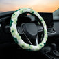 Green Plush Flowers Steering Wheel Cover Auto Jacquard Steering Wheel Protector, Anti-Slip, Breathable, Absorbing Sweat, Universal Car Accessories 14.5–15 inch,Fit for Most Car, Trucks, SUV - style: Green Plush Flowers
