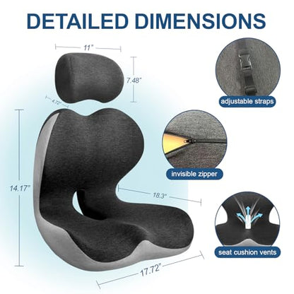 Truck Seat Cushion for Long Driving, Cushion for Car Seat Driver for Comfort, Made of Memory Foam, for Tailbone, Back, and Sciatica