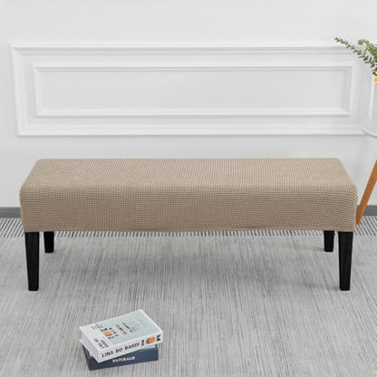 SPRINGRICO Stretch Dining Bench Cover, Removable Bench Slipcover Washable Bench Seat Protector Rectangle Bench Cover for Dining Room, Living Room, Bedroom, Kitchen (S1-Khaki) - color: S1-khaki