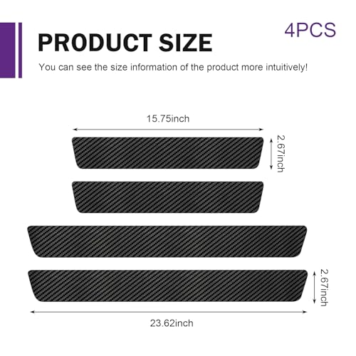 Car Door Sill Protectors, Carbon Fiber Auto Door Edge Guards Sticker, Waterproof Anti-Scratch Doors Threshold Cover Strips, Universal Front & Rear Threshold Protection (Black)