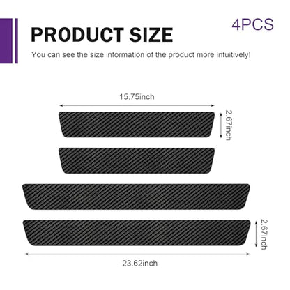 Car Door Sill Protectors, Carbon Fiber Auto Door Edge Guards Sticker, Waterproof Anti-Scratch Doors Threshold Cover Strips, Universal Front & Rear Threshold Protection (Black)