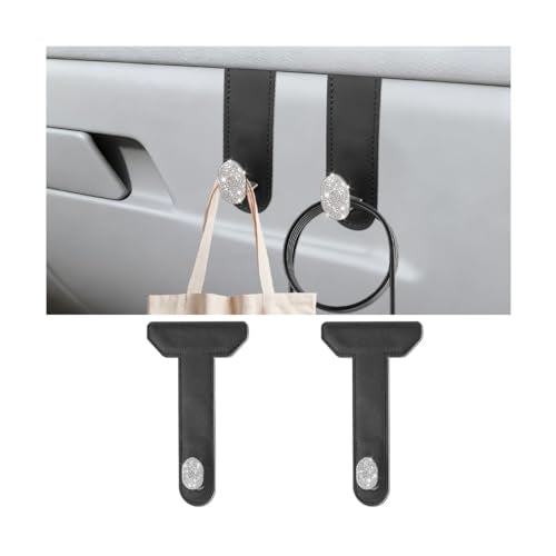 Zpana 2PCS Bling Car Co-Pilot Glovebox Hook, Crystal Rhinestone Vehicle Passenger Seat Hanger for Purse Handbag Umbrella, Automotive Glove Box Storage Organizer, Universal for Truck SUV Van (Black) - color: Black