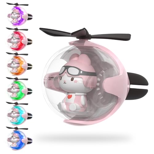 Pink Bunny Car Air Freshener with 6-Color Auto Light Up & 4 Scented Replacements Tablets – Light Scent, Decorative Auto Accessories, Cute Easter Decorations, Mother's Day and Father's Day Small Gift - color: Pink Bunny