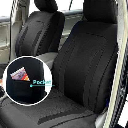 4PCS Cooling Car Seat Covers,Breathable Front Seat Covers with Mesh Construction and Foam Padding,Car Seat Protector to Reduce Back Sweating,Universal Car Interior for Car SUV (Black) - color: Black