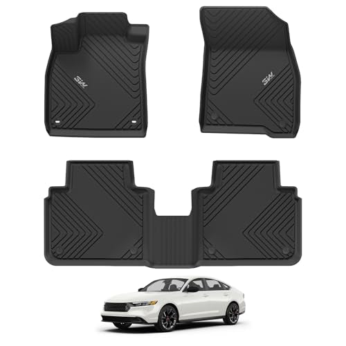 3W Floor Mats Fit for Honda Accord 2023 2024 2025 2026(Include Hybrid Model) All Weather Heavy Duty Custom Fit TPE Car Floor Liners for Accord Front & Rear Rows, Black - size: 5. Accord|23-26|Floor Mats