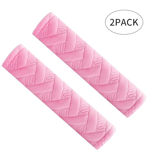2-Pack Soft Seat Belt Covers Universal Car Shoulder Pad Cushions with Braid Pattern for Comfortable Driving & Bag Strap Protection Pink - color: Pink