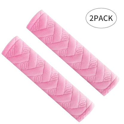 2-Pack Soft Seat Belt Covers Universal Car Shoulder Pad Cushions with Braid Pattern for Comfortable Driving & Bag Strap Protection Pink - color: Pink