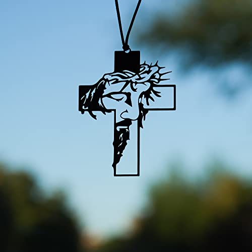 Rear View Mirror Accessories - Car Hanging Accessories - Car Pendant, Charm Ornaments - Swinging Ornaments, Cross Hanger - Black Jesus Christ Crucifix Cross - style: Jesus Christ Crucifix Cross