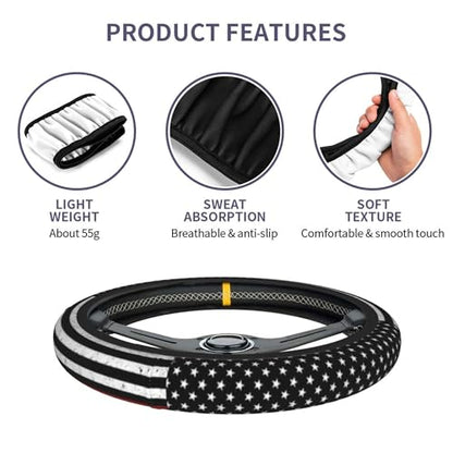 Thin Red Line Steering Wheel Cover - Firefighter American Flag Steering Wheel Covers Car Cup Holder Pad 2 Pack Universal Thin Red Line 15 Inch Auto Anti-Slip Car Wheel Protector - color: Red Line flag