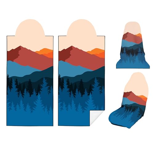 2 Pack Car Seat Towel Covers, Sweat Protector for Front Seats, Premium Thickened Microfiber with Sedona, Breathable & Quick Dry, Machine Washable Cover for Gym Running Beach Universal Fit Sunset - color: Sedona