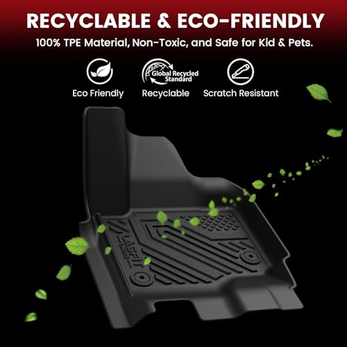 LASFIT Floor Mats for 2025 2026 2027 Ford Expedition 7 Seats Max(Not Fit 8 Seats Standard), All Weather Protector TPE Easy Clean Car Floor Liner, 1st & 2nd & 3rd Row, 4pcs Black - style: 8) Expedition Max 7-Seat| 25-26 | 3 Rows