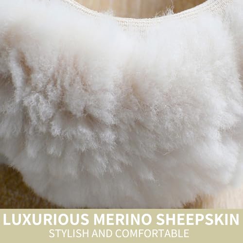AEGIS Cover Sheepskin Steering Wheel Cover Premium Luxury AUS Genuine Merino Wool All-Season Non-Slip for Cars Fits 14.5-15.5" Wheels (Sand) - color: sandstone