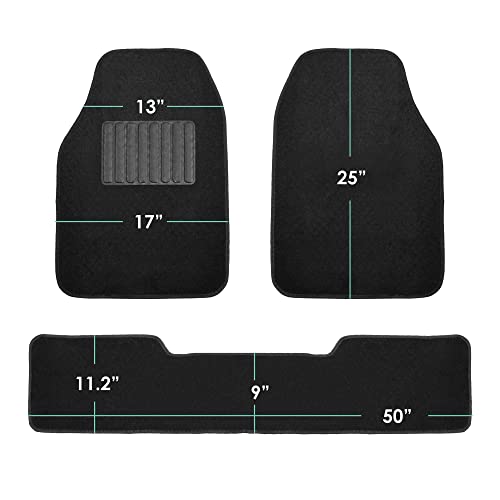 FH Group Automotive Floor Mats - Carpet Floor Mats for Cars, Universal Fit Full Set, All Purpose Car Floor Mats, Carpet Protector Mat for Most Sedan, SUV, Truck Floor Mats Black