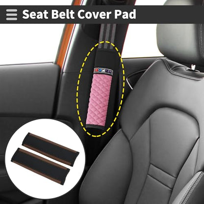 Black Brown Seat Belt Cover Pad Faux Leather 24cm Seatbelt Strap Cushion Shoulder Padding 2 Pcs - color: Black,Brown
