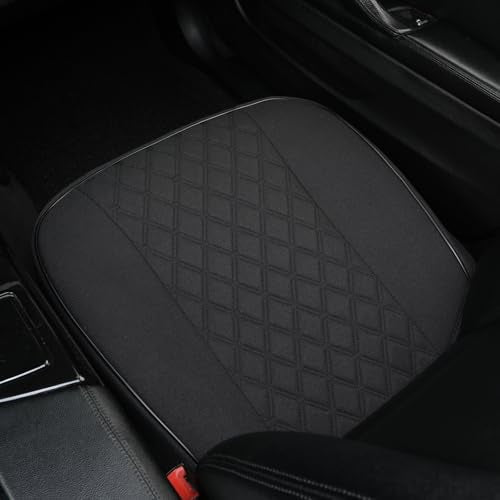 Linen Front Car Seat Cover Protector Anti-Slip Bottom Seat Cover Fits 95% of Vehicles,Wrapping Around The Bottom,Diamond Pattern(Black-1Pcs) - color: Diamond Pattern-Black, size: 1 Piece Linen