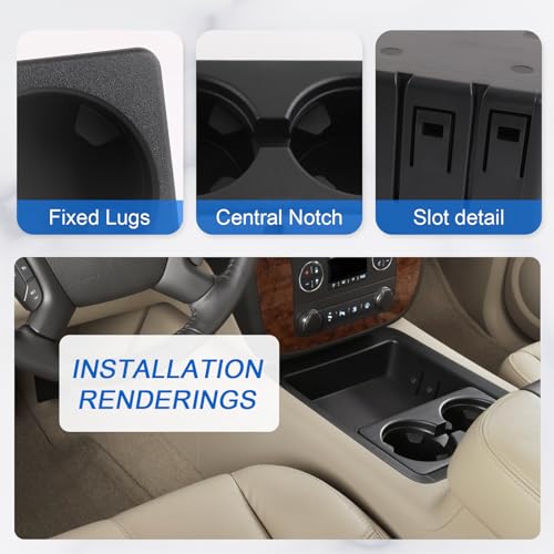 Cup Holder Compatible with Chevy Silverado Avalanche Sierra 2007-2013, Tahoe Suburban Yukon 2007-2014, Front Center Console Beverage Drink Insert Replace 19154712