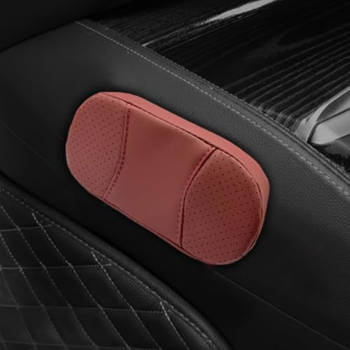 Car Knee Cushion, Leather Memory Foam Auto Center Console Arm Rest Pad, Soft Comfort Car Door Elbow Protective Cushion, Breathable Vehicle Interior Leg Support Pillow for Most Cars (Red) - color: Red