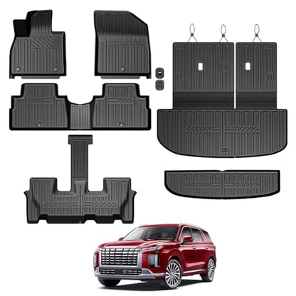 GALVAGNIATE Floor Mats for Hyundai Palisade 2020-2025, All Weather Floor Mats Trunk Cargo Liner with Backrest Protectors Accessories, Full Coverage Set (Fit 7/8 Seats) - size: For Hyundai Palisade | 2020-2025