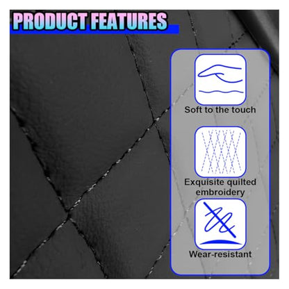 Leather Car Center Console Cover, Universal Automotive Armrest Booster Cushion, Vehicle Middle Console Organizer with 2 Cup Holders, Side Storage Bag, Tissue Box & Phone Slot(Black) - color: Black