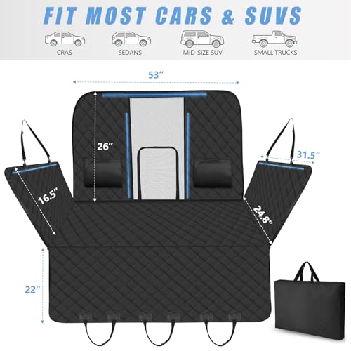 Back Seat Extender for Dogs-Large Space, Hard Bottom High Barrier Dog Car Seat Cover for Back Seat Hold 420lb, Backseat Protector Pet Bed, Waterproof Dog Hammock for Car SUV and Trucks - color: Matte Black, size: L - For Cars/ Mid-Size SUV/ Small Truck