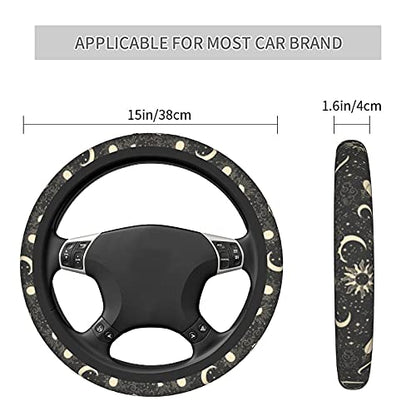 Sun and Moon Steering Wheel Covers Non Slip Neoprene Space Wheel Protector Universal 15 inch for Men Women - color: Black5