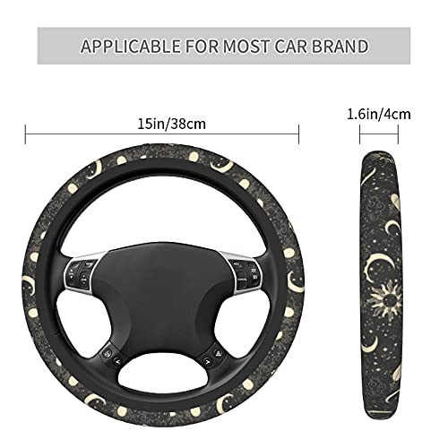 Sun and Moon Steering Wheel Covers Non Slip Neoprene Space Wheel Protector Universal 15 inch for Men Women - color: Black5