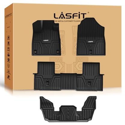 LASFIT Floor Mats for Honda Pilot 2023 2024 2025 2026 (7&8 Seats), All Weather Custom Fit TPE Odorless Anti-Slip Floor Liner 1st & 2nd & 3rd Row, Black - size: 7）For Honda Pilot | 2023-2026 | 1st & 2nd & 3rd