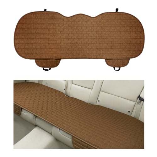 Linen Car Seat Cover, Anti-Slip Bottom Bench Protector Rear Seat Pad with Storage Pockets, Comfy Breathable Long Rear Seat Cushion Pad for Most Vehicles, Car Accessories (Rear Brown) - color: Rear Brown