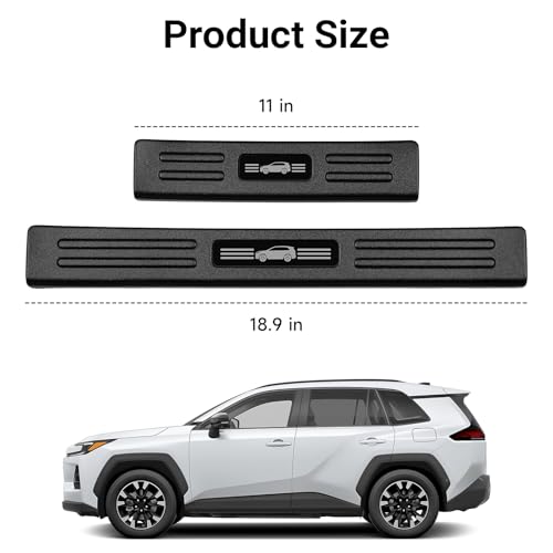 Door Sill Guards Compatible with Toyota RAV4 2026 2027 LE/SE/XLE/XSE/Woodland/Limited Accessories ABS Material Door Sill Protector Plate Decoration Front and Rear Door Pedal Kick Protection