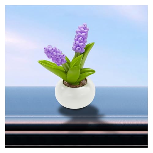 Mini Flower Car Dashboard Decoration - Cute Potted Plant Resin Figurines Car Desk Center Console Decoration - Aesthetic Auto Interior Ornament Accessories Funny Presents for Women (Hyacinth) - size: Hyacinth