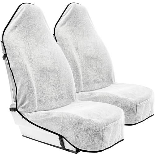 Season Guard Towel Seat Cover, Waterproof Car Seat Protectors for Gym, Workout & Active Lifestyle, Universal Fit for Car SUV Truck Van, Non-Slip 3 Strap Design, Machine Washable, 2 Pack White - color: 2pcs Front White