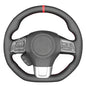 MEWANT Black Leather Steering Wheel Cover for Subaru WRX 2015-2019 / Levorg 2015-2019/ Made of Microfiber Leather/WRX (STI) Steering Wheel Cover - color: style-06: microfiber leather + red thread