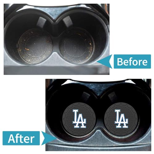 Baseball Fans Car Cup Holder Coasters for LA Dodgers Fans, 2 Pack Dodgers Silicone Non-Slip Cup Mats, 2.75" Car Cup Holder Inserts for Auto Interior - color: Dda166oqi