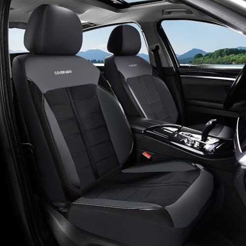 Coverado Seat Cover, Car Seat Cover Front Seats, 3D Air Mesh Breathable Seat Protectors Sports Carbon Fiber Design Airbag Compatible Comfort Universal for Most Cars, Van,Trucks, SUV, Black - color: Black, size: Front