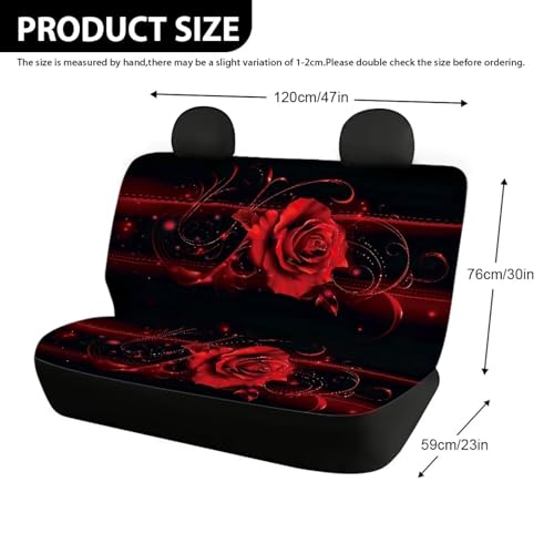 AFPANQZ 3D Red Rose Car Rear Seat Cover Non-Slip Stretch Universal Fit, Baby Dog Pets Work Back Seat Cover for Car Truck Van SUV Back Seats Cushion Protective Against Dirt & Pet Fur - color: 3D Red Rose