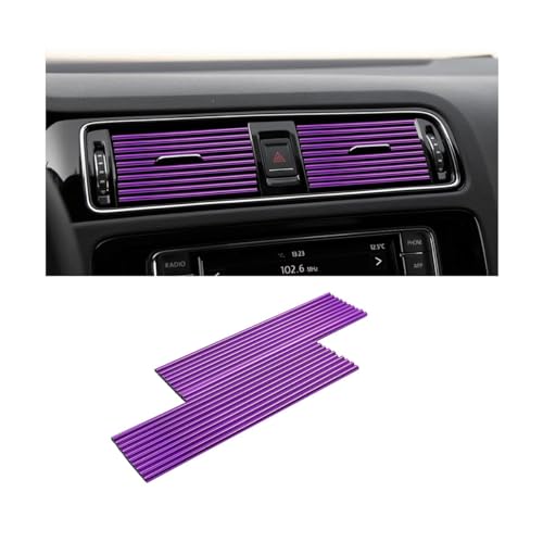 Car Air Conditioner Decoration Strip, 20PCS Flexible Bendable Air Vent Outlet Trim, Automotive Interior Moulding Decorative Accessories, Compatible with Most Vehicle (Purple) - color: Purple