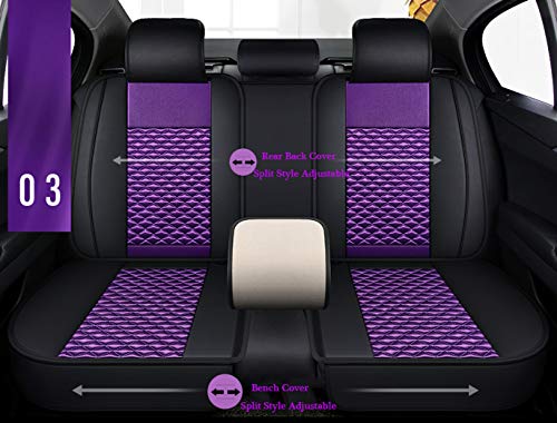 Bling Retro Fashion Lattice Silk and Leather Purple Car Seat Covers Front and Rear Seat Covers Universal Fit (Grey-Basic) - color: Grey-Basic