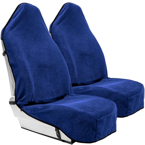 Season Guard Towel Seat Cover, Waterproof Car Seat Protectors for Gym, Workout & Active Lifestyle, Universal Fit for Car SUV Truck Van, Non-Slip 3 Strap Design, Machine Washable, 2 Pack Blue - color: 2pcs Front Blue