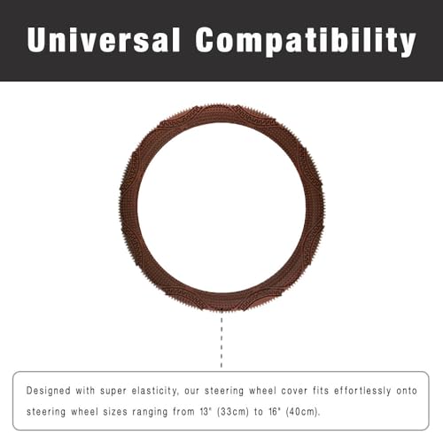 SEGADEN Massage Grip Soft Silicone Car Steering Wheel Cover Universal Anti-Slip Design 13-16 inch Protective Case Brown - color: Brown