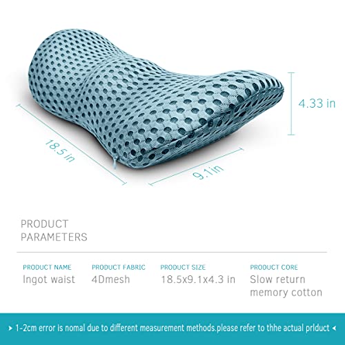 Lumbar Support Pillow for Office Chair, Memory Foam Lumbar Pillow for Lower Back Pain Relief (Blue) - color: Blue