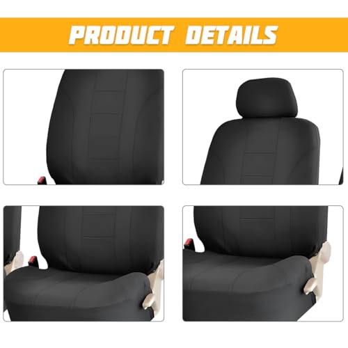 Car Seat Covers for Front Seat, Polyester Breathable Washable Elastic, Vehicle Seats Protector with Removable Headrest, Universal for Most Vans, Trucks, SUVs (Black) - color: Black