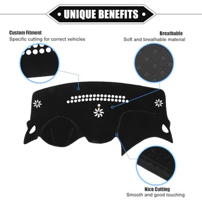 Car Dashboard Cover Mat Compatible for Chevrolet Cruze 2016-2021, Protective Polyester Black Center Console Interior Trim Dash Board Mat