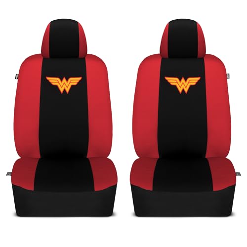 BDK Wonder Woman Car Seat Covers - Full 9 Piece Set - Warner Brothers Polyester Seat Protectors Black & Red - size: Full Set, style: Wonder Woman