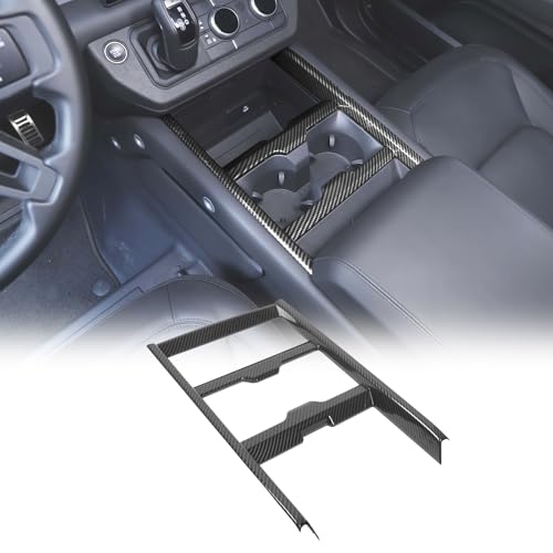 Gear Shift Cup Holder Panel Frame Trim Compatible with 2025-2026 Land Rover Defender 90/110/130 Accesories, ABS Center Console Decor Cover (Carbon Fiber Pattern) - color: Carbon Fiber Pattern