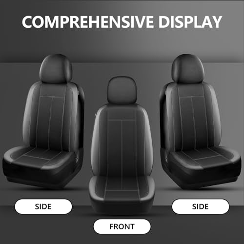HChengkikz Car Seat Covers Front Seat, Waterproof Neoprene Car Seat Covers, Car Seat Cover Airbag Compatible, Universal Fit for Most Cars, Trucks, SUVs (Black + Darkgray) - color: N816 Black Darkgray, size: Front Seat