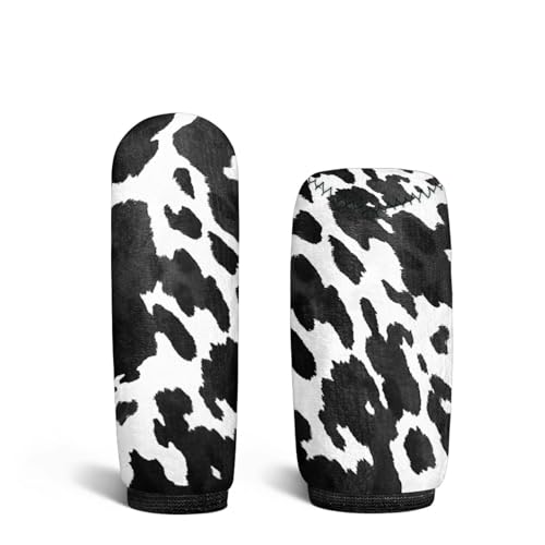Cow Print Car Handbrake Cover Gear Shift Knob Cover Set, Automotive Shift Protector Cover Interior Accessiores Universal Fit Most Vehicle SUV Truck - color: Cow Print