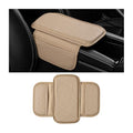 Car Center Console Cover, Leather Non Slip Vehicle Armrest Storage Box Cushion Pad with Storage Bags, Automotive Middle Console Protector, Universal for SUV RV Truck (Beige)