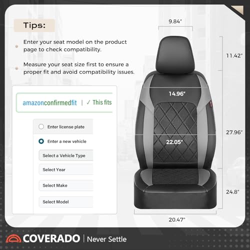Coverado Car Seat Covers, Seat Covers Full Set, 5 Seats Automotive Seat Cover, Mesh Breathable Seat Protectors, Universal Fit for Most Cars - color: Black_Gray, size: FullSet