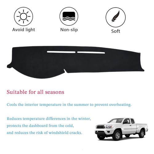 Dashboard Cover Suitable for Toyota Tacoma 2005-2015 Car Dashboard Cover Sun Visor Mat Non-Slip Polyester Dashboard Accessories (Black) - size: 2005-2015 For Toyota Tacoma